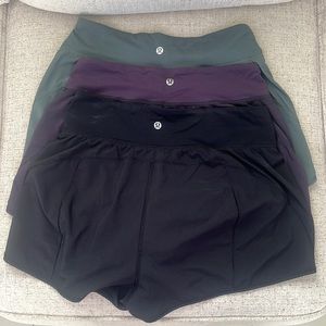 3 High-wasted Lululemon Shorts (Size 8)